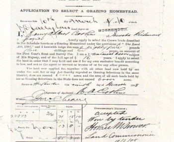 Application To Select A Grazing Homestead - 1908