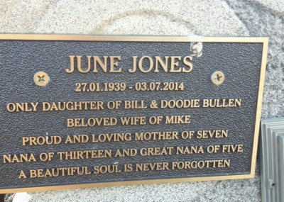 June Jones plaque
