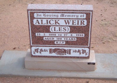 Alick 'Les' Weir 23/05/1898 - 27/06/1998