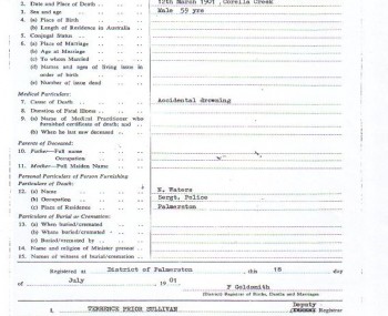 Harry Redford's death certificate