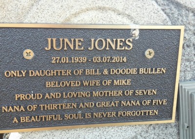 June Jones plaque
